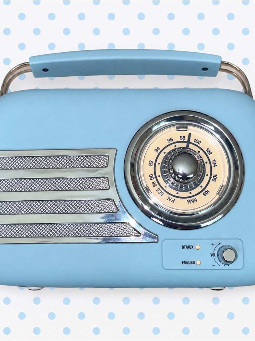 Retro Portable FM Radio Bluetooth Speaker - Light Blue